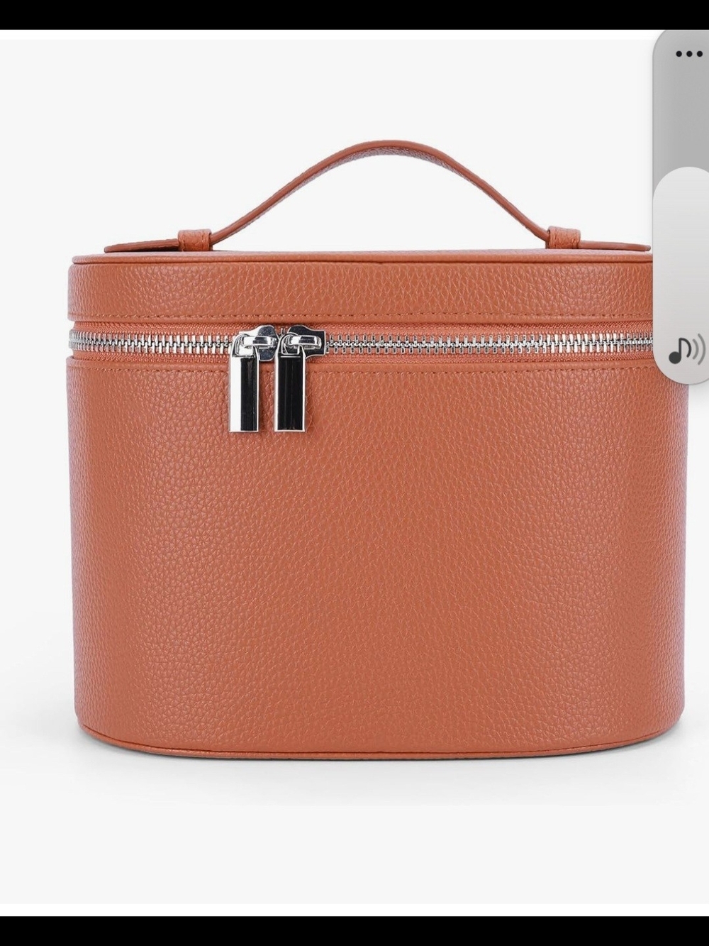 Women's Tan Vegan Leather Top-Handle Vanity Bag